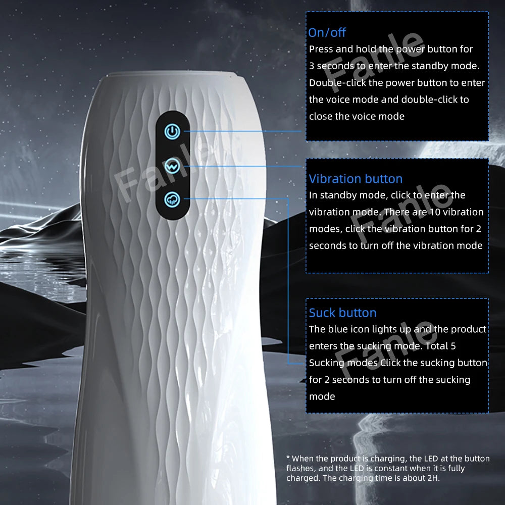 Electric Male Masturbator – 10 Vibration & 5 Suction Modes
