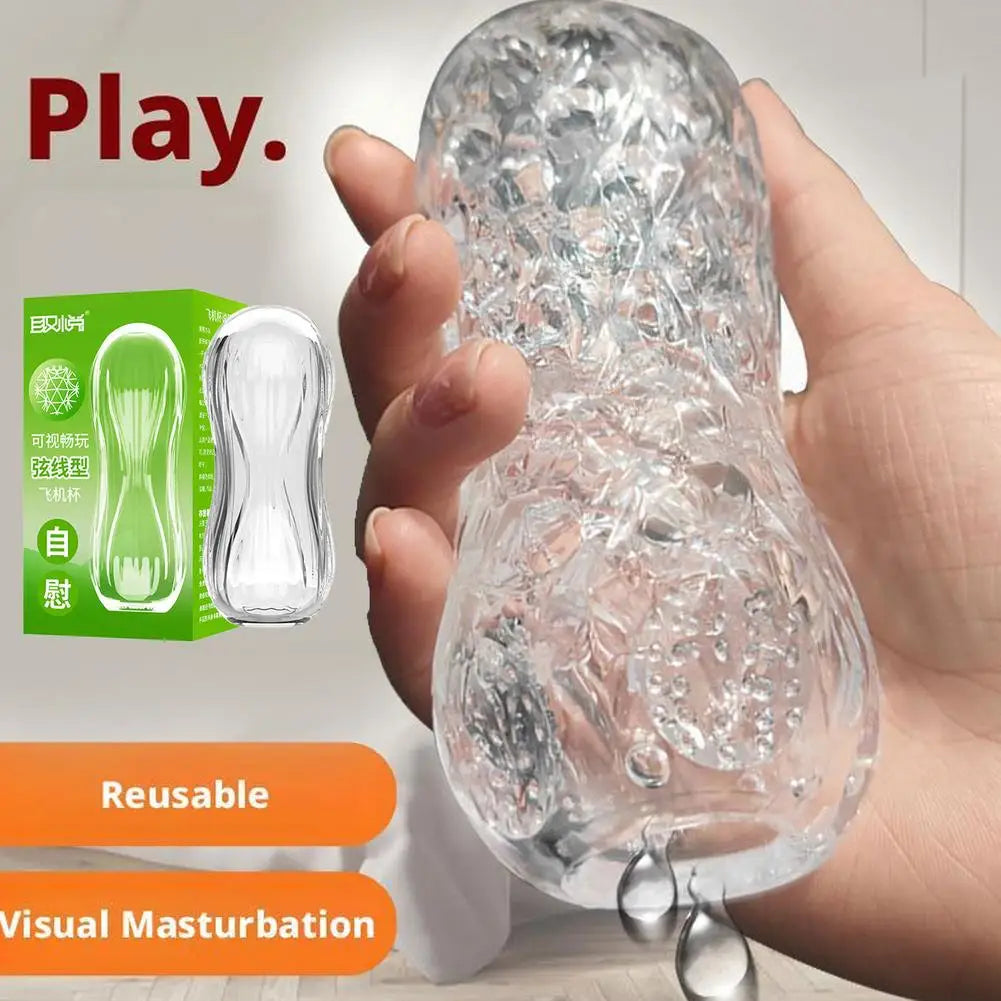 Transparent Manual Male Masturbator – Sleek & Discreet