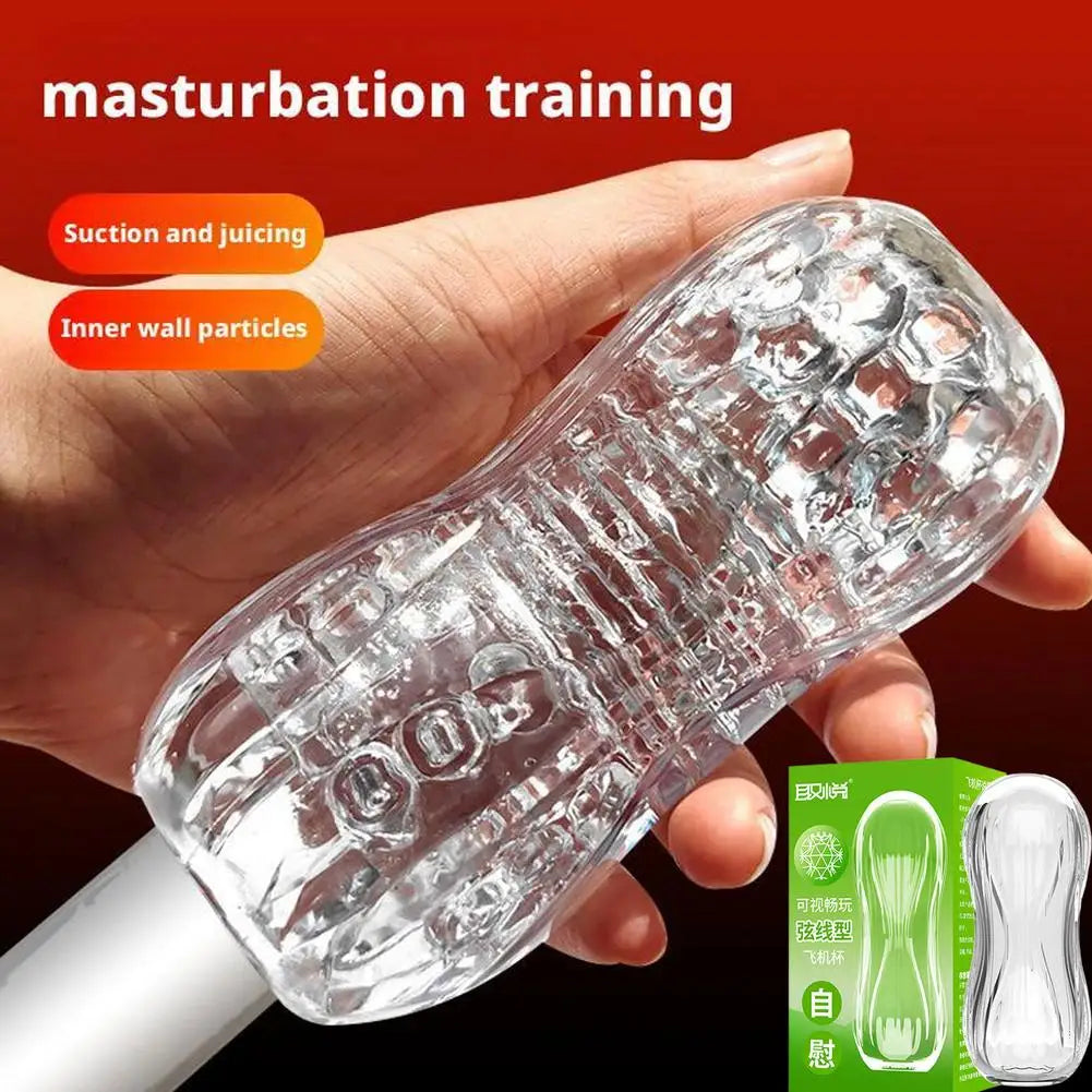 Transparent Manual Male Masturbator – Sleek & Discreet