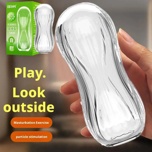 Transparent Manual Male Masturbator – Sleek & Discreet